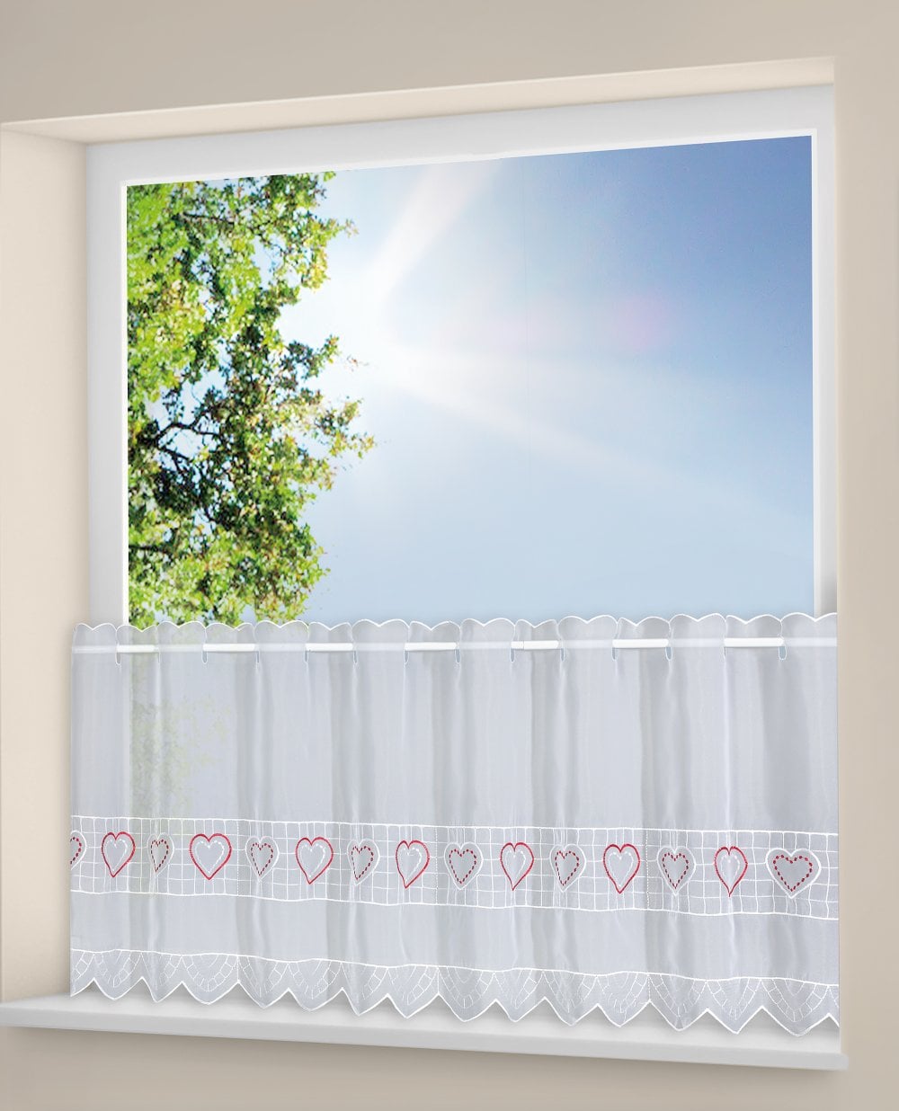 Hearts Voile Cafe Panel